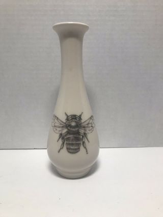 Laura Zindel Ceramic Vase With Bee Picture On Surface.  7” Tall And Slim No Chips