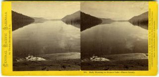1860s Early Morning Donner Lake,  Placer,  Ca On Cprr Railroad Houseworth Stereoview