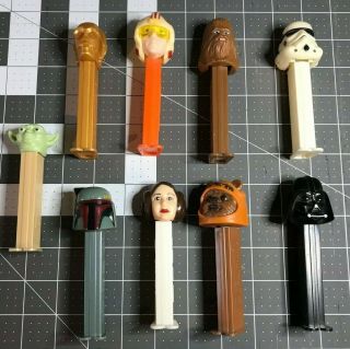 9 Vintage Star Wars Pez Dispensers Chewbac Luke Darth Leia Boba Yoda Storm