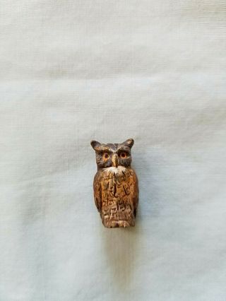 Antique Vienna Austrian Cold - Painted Bronze Miniature Owl 1 "