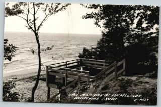 Lake Michigan @ Michillinda Whitehall Mi Vintage Rppc Real Photo Postcard C2