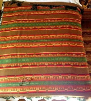 Pendleton Beaver State Blanket 68 X 60 Gorgeous Ochre Aztec Pattern 100 Wool