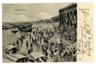 1903 India Postcard Of Bathing Ghat In Calcutta