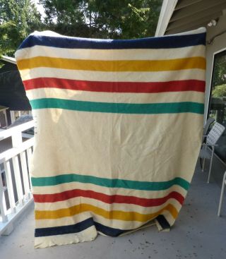 Hudson Bay 4 Point Wool Camp Blanket Older Witney Point 70 " By 84 "