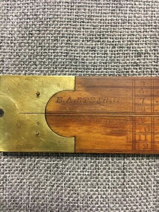 Rare And E.  A.  Stearns & Co.  No 24 Boxwood Brass Rule Ruler.  (1856 - 1902)