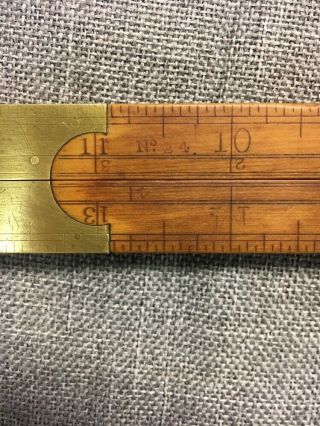 RARE AND E.  A.  STEARNS & CO.  NO 24 BOXWOOD BRASS RULE RULER.  (1856 - 1902) 2