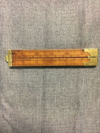 RARE AND E.  A.  STEARNS & CO.  NO 24 BOXWOOD BRASS RULE RULER.  (1856 - 1902) 4