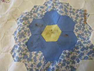 Vintage hand pieced quilt top Flower Garden 62 