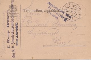 Austria 1917 Military Card Canc.  K.  U.  K.  Feldpostamt 522 - I Komp.  Brunek