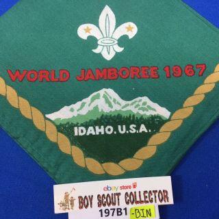 Boy Scout 1967 Xii World Jamboree Green Neckerchief Idaho U S A