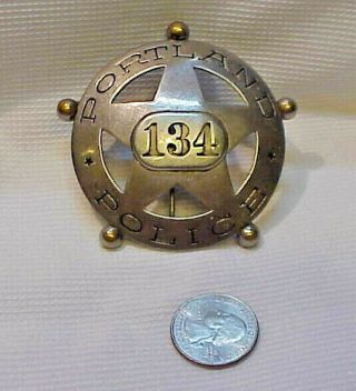 Obsolete Portland Oregon Police Circle / Star Badge No.  134