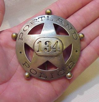 OBSOLETE PORTLAND OREGON POLICE Circle / Star Badge no.  134 3
