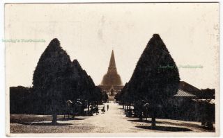 Bangkok Temple Thailand - 1934 Photo Postcard Shrine Southeast Asia