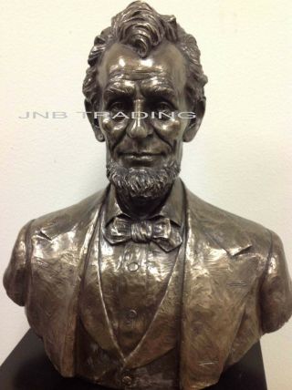Larg Abraham Lincoln Bust Statue Sculpture Figurine Bronze Fast