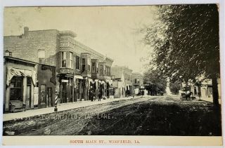 Winfield Iowa Dirt Road Main Street Barber Pole 1912 Horse Traffic - Ia