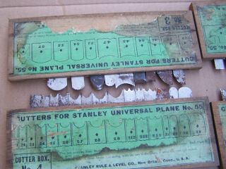 Stanley No.  55 combination woodworking hand plane with 55 cutters and box 10