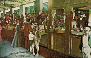 Charleston Sc South Carolina Section Old Market Interior Antique Postcard E7