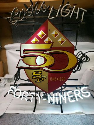 Nfl San Francisco 49ers Coors Light Neon Light Sign Signed By Jerry Rice Auto