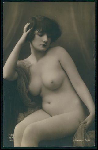 French Nude Woman Close - Up C1910 - 1920s Noyer & Mandel Photo Postcard Bb
