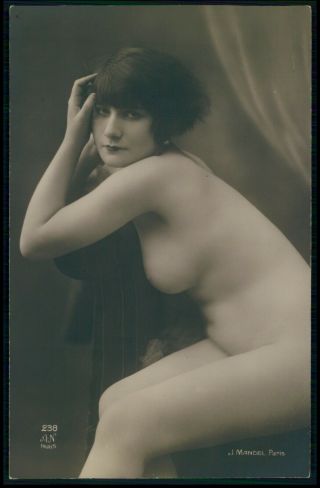 French Nude Woman Close - Up C1910 - 1920s Noyer & Mandel Photo Postcard Aa