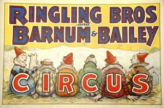 Ringling Bros Barnum Bailey Circus Clowns Piglet Authorized 1971 Poster