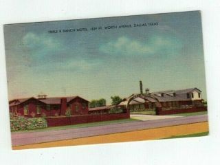 Tx Dallas Texas 1953 Linen Post Card Triple R Ranch Motel