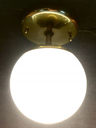 Vintage Mid Century Modern Flush Mount Ball Fixture Glass Globe Light Lamp Mcm
