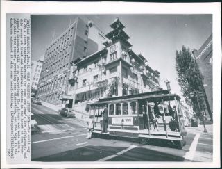 1963 Wire Photo Travel San Francisco Ca Street Chinatown Bus Vintage Grant 7x9