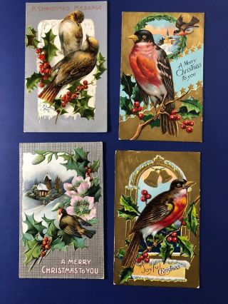 36 CHRISTMAS BIRDS.  ANTIQUE VINTAGE POSTCARDS.  COLLECTOR ITEMS.  1900 ' S W VALUE 8