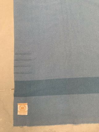 65x82 Vintage Hudson Bay Blue 4 Point 100 Wool Blanket Stripe