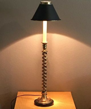 1990 Chapman Black Base Barley Twist Brass Candlestick Lamp 33 " Height