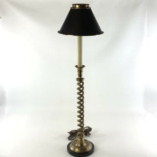 1990 Chapman Black Base Barley Twist Brass Candlestick Lamp 33 