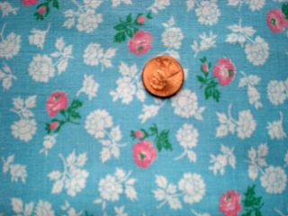 Floral On Blue Full Vtg Feedsack Quilt Sewing Doll Clothes Craft Dress Fabric