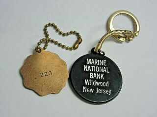 2 Vintage Wildwood NJ Marine National Bank Key Chain 1960 ' s Keyring Souvenir 2