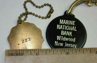 2 Vintage Wildwood NJ Marine National Bank Key Chain 1960 ' s Keyring Souvenir 4