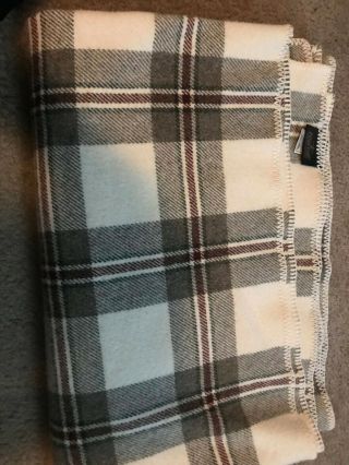 Pendleton Wool Blanket Eco - Wise Plaid/stripe Queen Size Made In Usa
