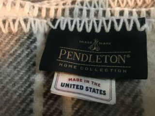 Pendleton Wool Blanket Eco - Wise Plaid/Stripe Queen size Made in USA 2