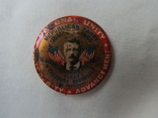 Early 1900 ' s Pinback / THEODORE ROOSEVELT National Unity Prosperity Advancement 2
