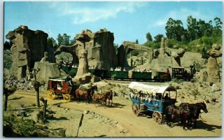 Vintage Disneyland Postcard " Stage Coaches,  Conestoga Wagons " Frontierland C - 5