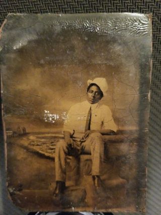 African American Young Man Sixth Plate Tintype.