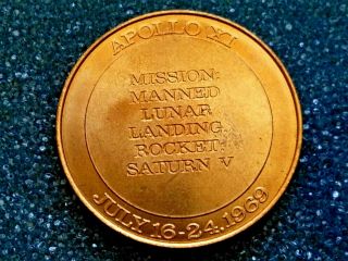 Apollo XI Armstrong,  Aldrin,  Collins July 16 - 24,  1969 Coin Mission Manned Landing 5