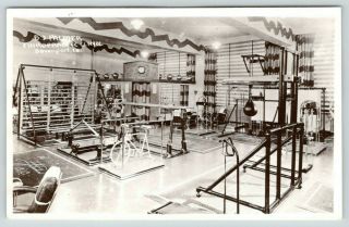 Davenport Iowa Bj Palmer Chiropractic Clinic Gym Interior Boxing 1940s Rppc
