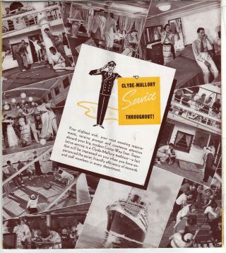 1939 Clyde - Mallory Cruise Brochure,  3 SHIPS DECK PLANS,  York Worlds Fair 2
