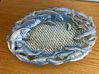 Arthur Court Metal Alloy Fish Platter Tray 9 " X 13 3/4 "