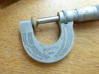 Vintage Brown & Sharpe MFG Micrometer drafting tool NO 215 in wooden box 3