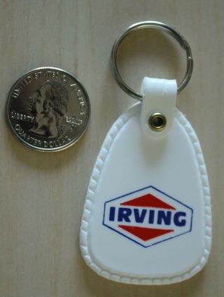 Irving Gas & Oil Energy Company White Plastic Keychain Key Ring 32243