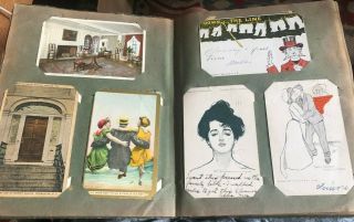 Vintage Post Card Album Full of 175 postcards early 1900 ' s to 1940 ' s 8