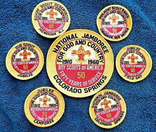 Boy Scouts Of America Set 1960 National Issued Theme Patch Set Of 7 Patches,