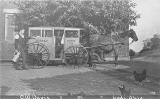 F67/ Lodi Ohio Rppc Postcard Medina Co G.  W.  Davis Jersey Milk Delivery Wagon