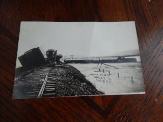 West Liberty Ohio - Logan County - Big 4 Train Wreck Rppc - Mar.  25,  1913 Big Flood